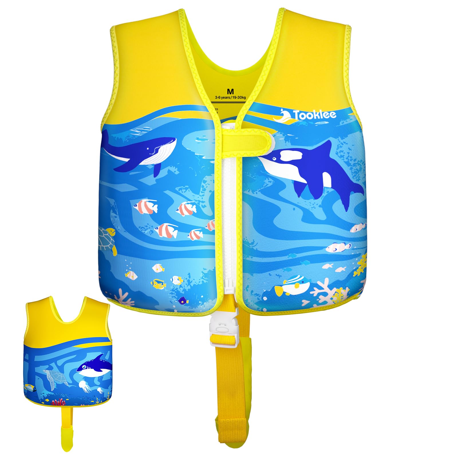 Kids Swimming Vest - Adjustable 8 Panel Buoyancy System - Comfort Soft Neoprene, Durable Construction - M