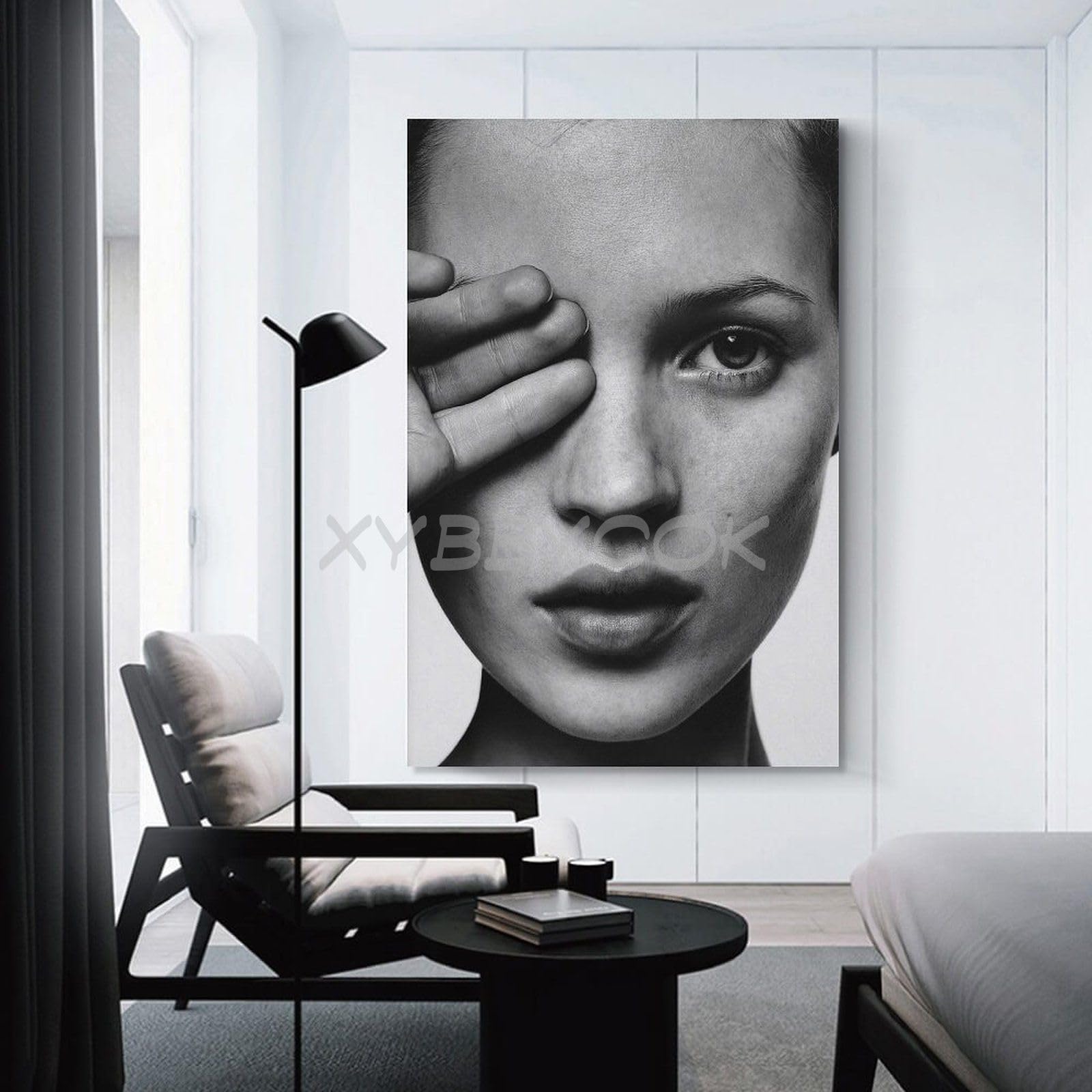 XYBBYCOK Kate Moss Pôster de fotografia preto e branco em tela