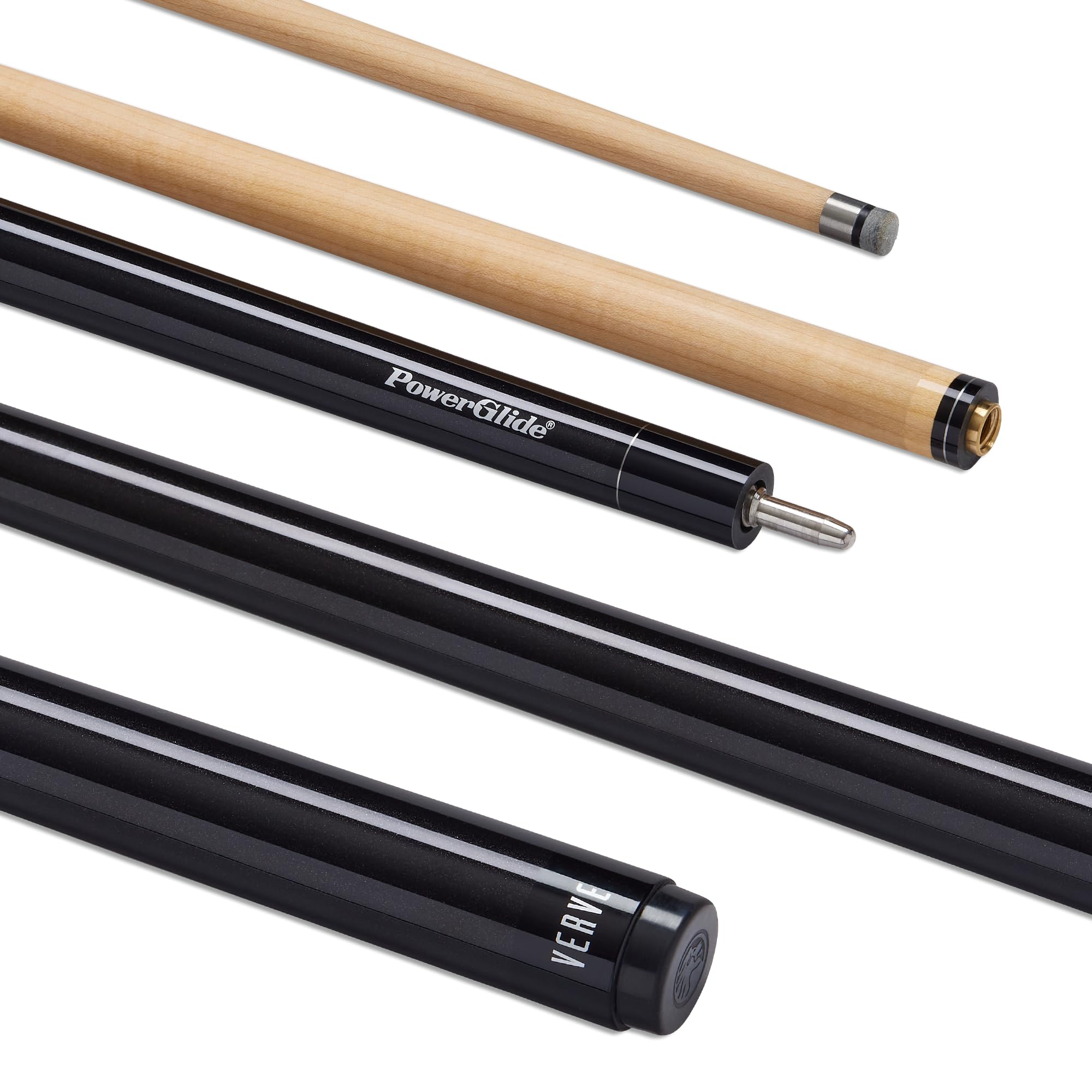 POWERGLIDE Verve Carbon Pool Cue with Maple Wrap 10mm Pro Taper Black 57"