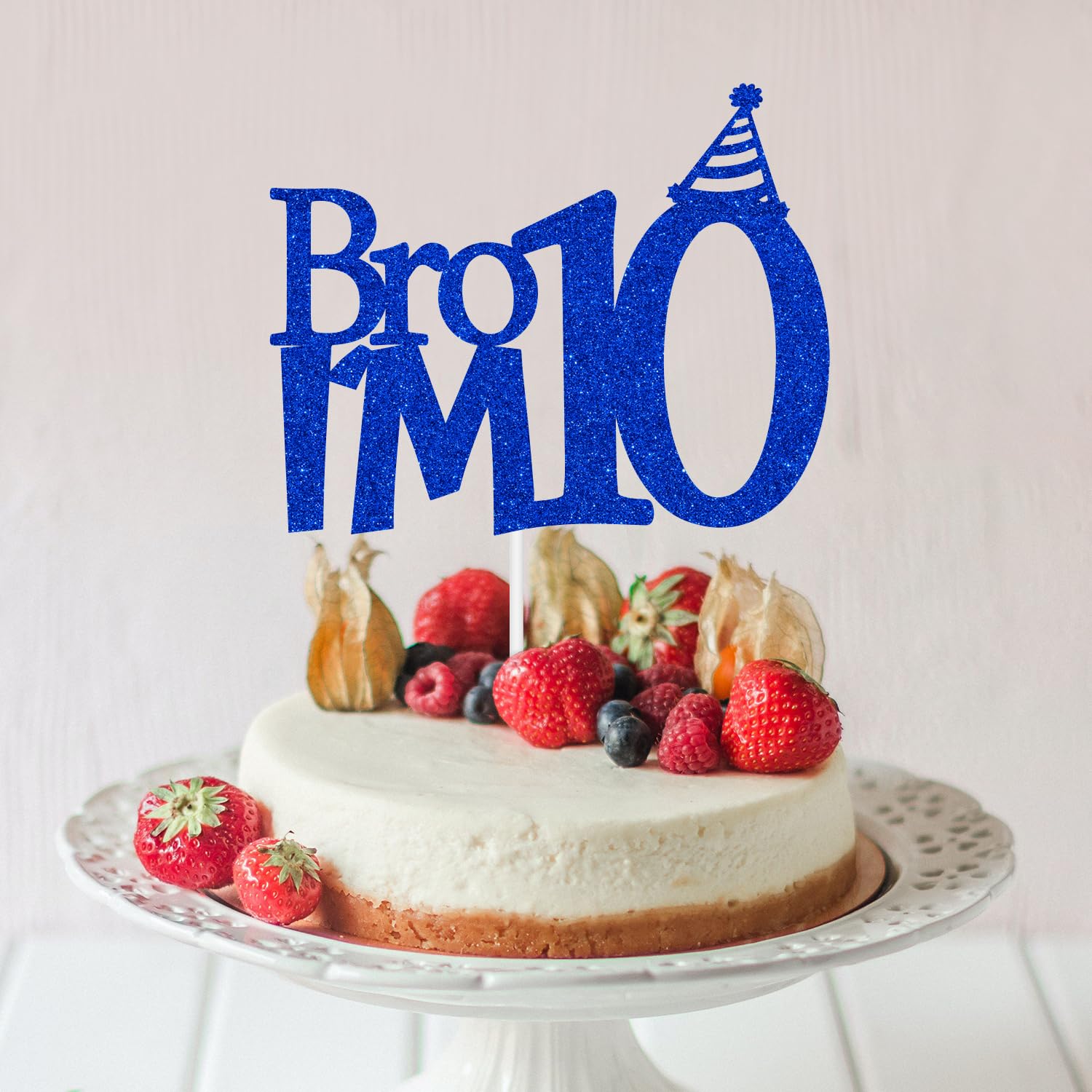 Topper Per Torta 'Out Single Digits I'm 10' – Decorazione Per 10° Compleanno, Rosa Glitter, Cartoncino 300g E Bastoncino In Bambù - 2