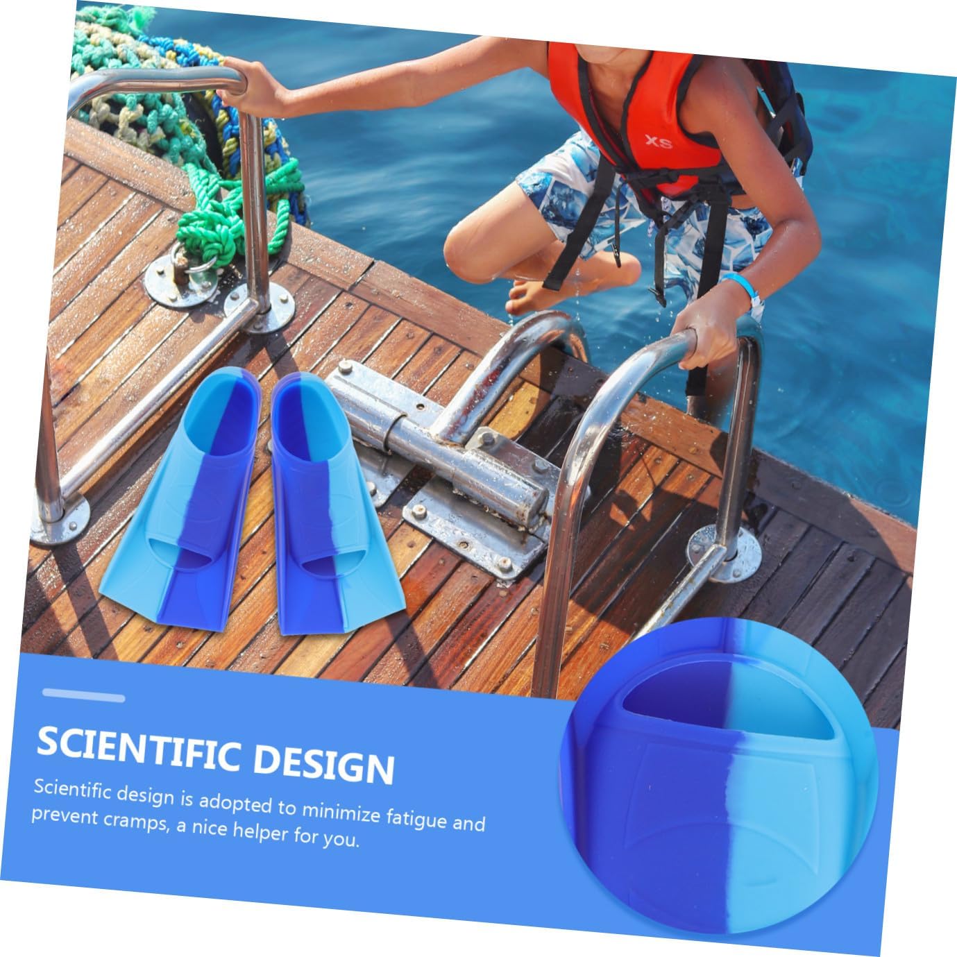 Silicone Swim Training Fins for Adults and Short Diving Flippers for Swimming and Snorkeling Comfortable Breathable Swim Equipment Stable and Flexible Design Blue Xs