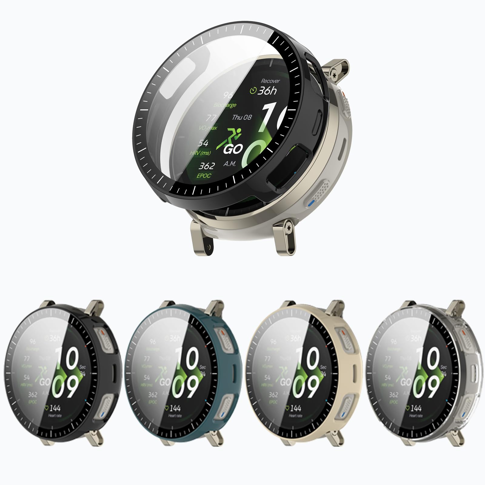 Lot de 4 films protecteurs d'écran Active 3 compatibles avec la montre intelligente Amazfit Active 3 Premium Running - Coque de protection en polycarbonate rigide ultra fin HD