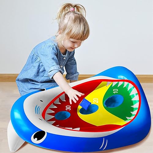 Miniatura 5 de Divertidos juguetes de piscina para niños, tablero inflable de tiburón, juego de agua flotante para adultos y familia, regalo fresco de fiesta de