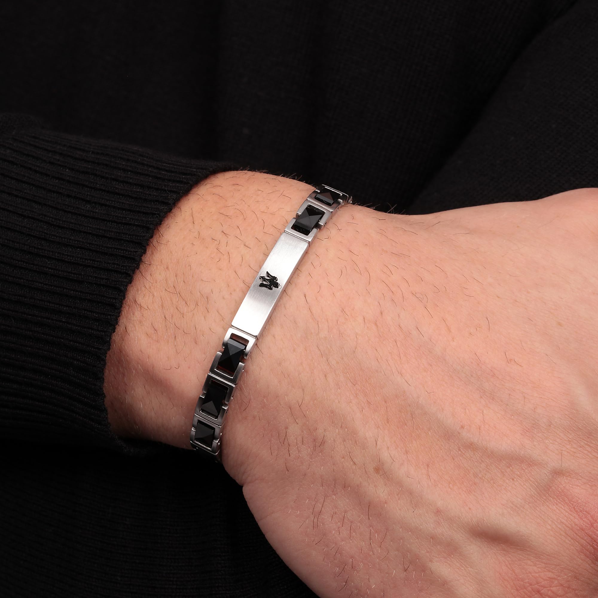 Maserati Jewels Bracciale Uomo, 22 cm, in Acciaio, Ceramica, PVD - JM420ATI06