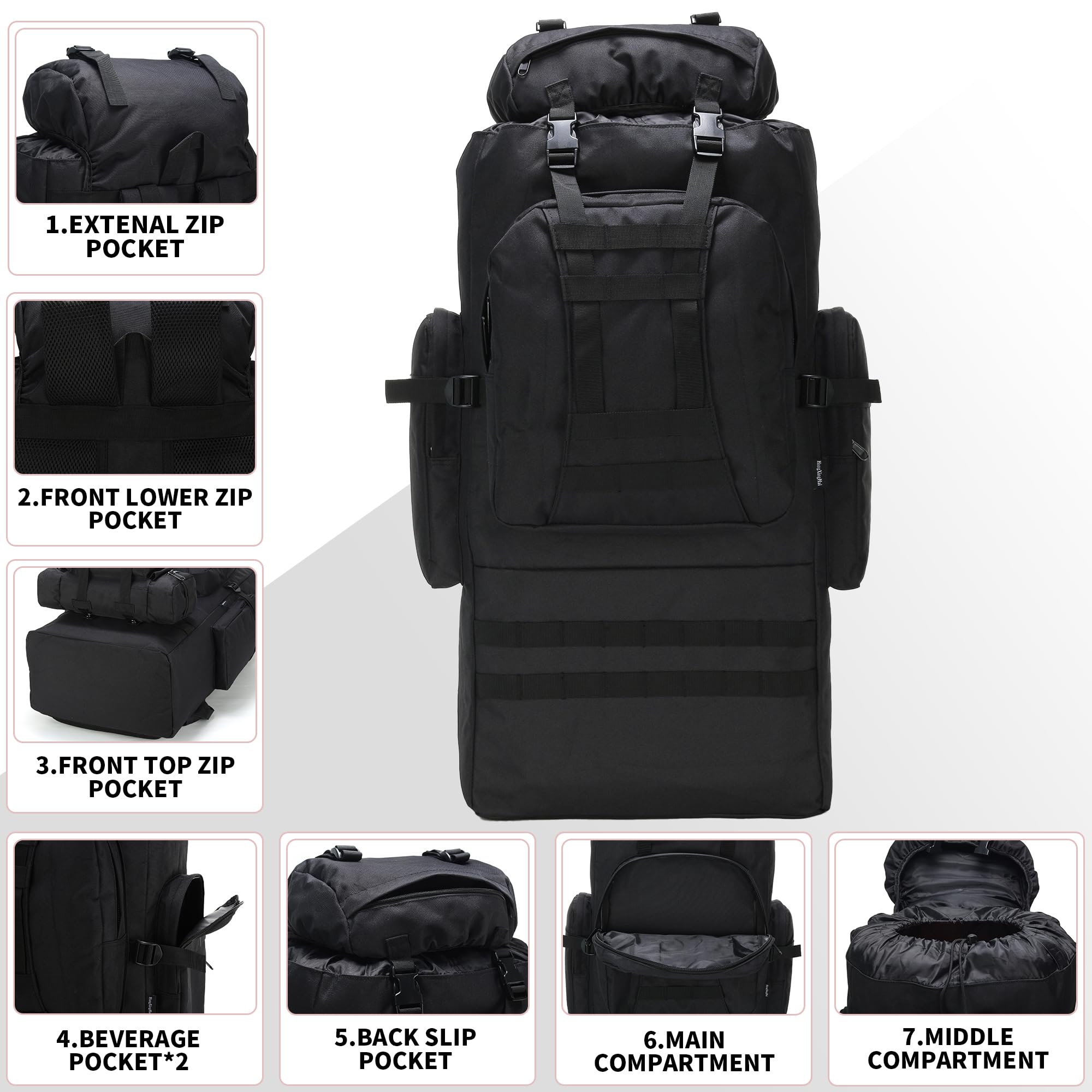 King'sGuard Plecak turystyczny 100 l Mężczyźni 100l Camping Hiking Backpack (1 w zestawie)