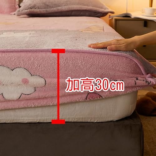 Miniatura 3 de Colchón de bolsillo profundo, terciopelo de cristal de invierno, funda de colchón gruesa y cálida con bolsillo profundo, estampado de dibujos