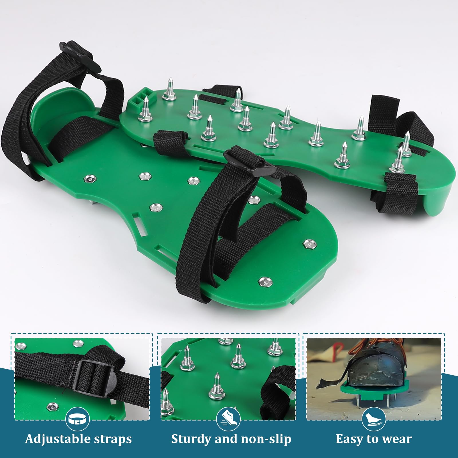 EXLECO Kit de Herramientas de Autonivelación de Cemento, Pertiga Telescopica, 50CM + 23CM Rodillo Antiespumante Autonivelante, 30 MM Zapatos con Pinchos para Cesped, 56CM Rascador de Acero Inoxidable