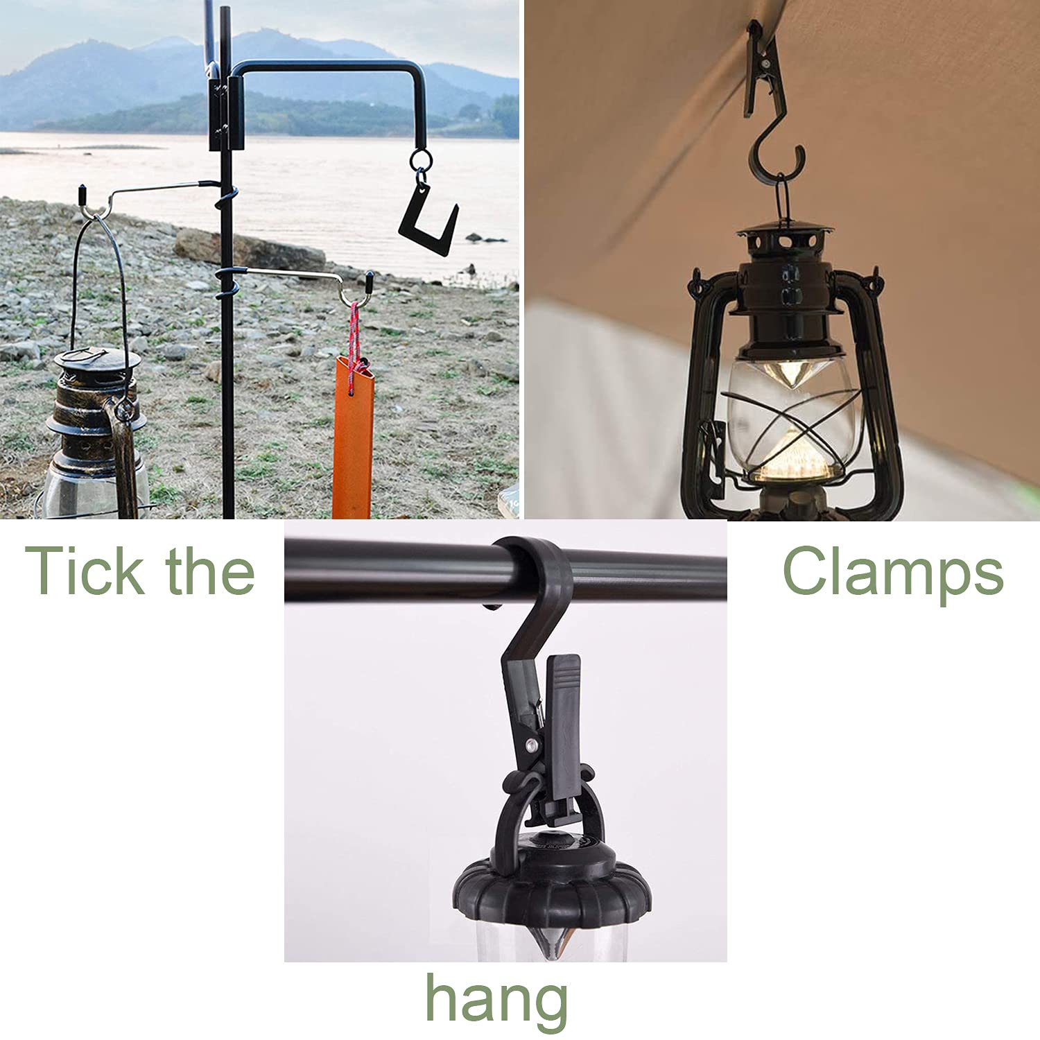 4 Stück Camping Haken Edelstahl - Für Laternen, Flaschen & Zubehör