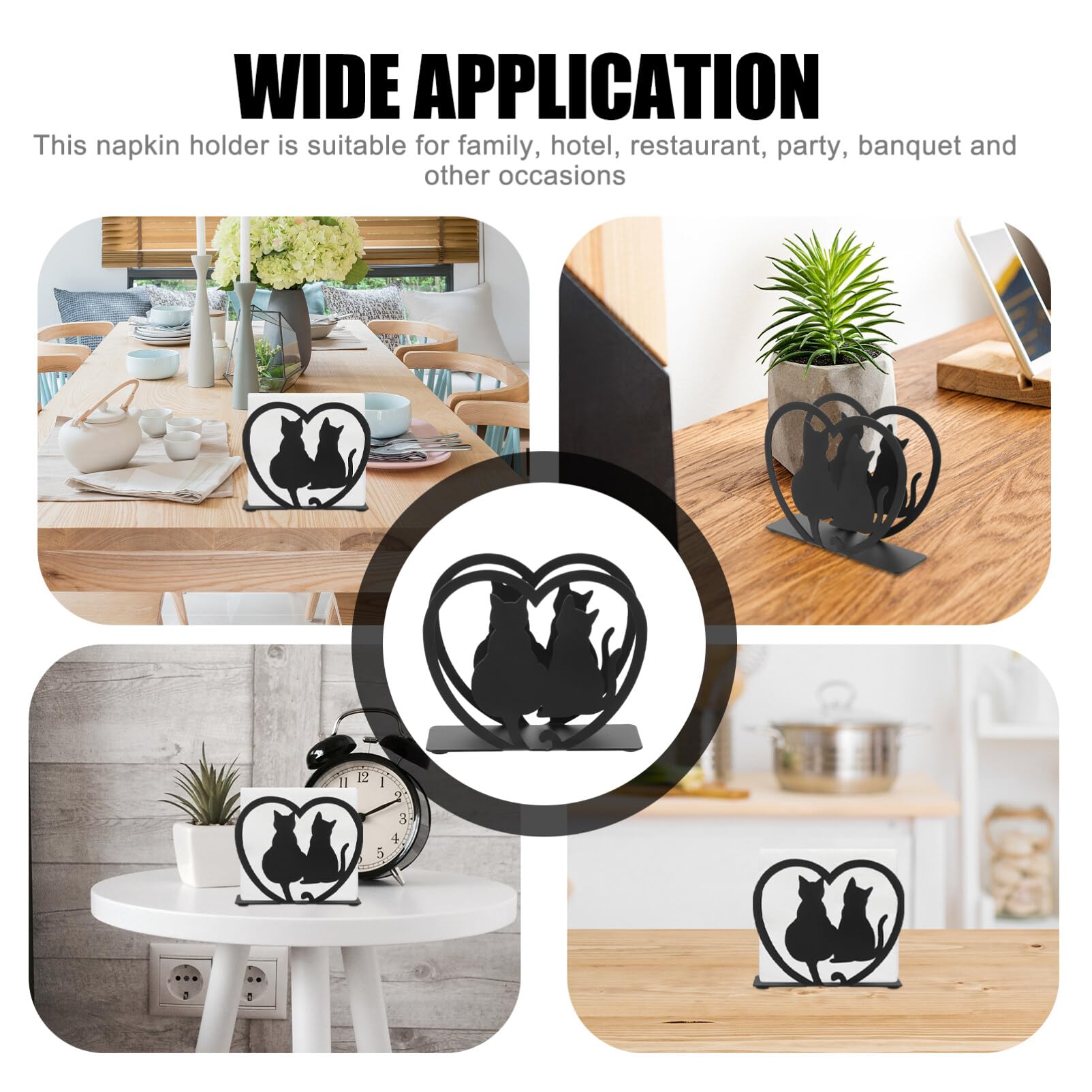 Cute Cat-Shaped Metal Napkin Holder For Kitchen Table – Modern Black Iron Serviette Stand With Anti-Slip Bottom 11 thumbnail image