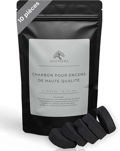 Lot de 10 comprimés Charbon Bois qualité supérieure pour Fumage d'encens