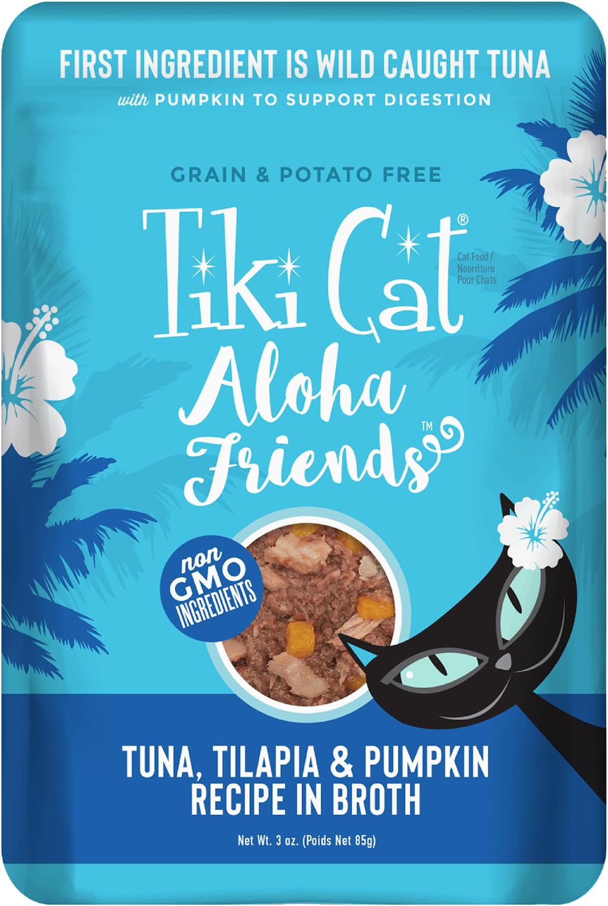 Tiki Cat Aloha Friends, Tuna, Tilapia & Pumpkin, Grain-Free & High Moisture, Wet Cat Food for All Life Stages 3 oz. Pouch (Pack of 12)