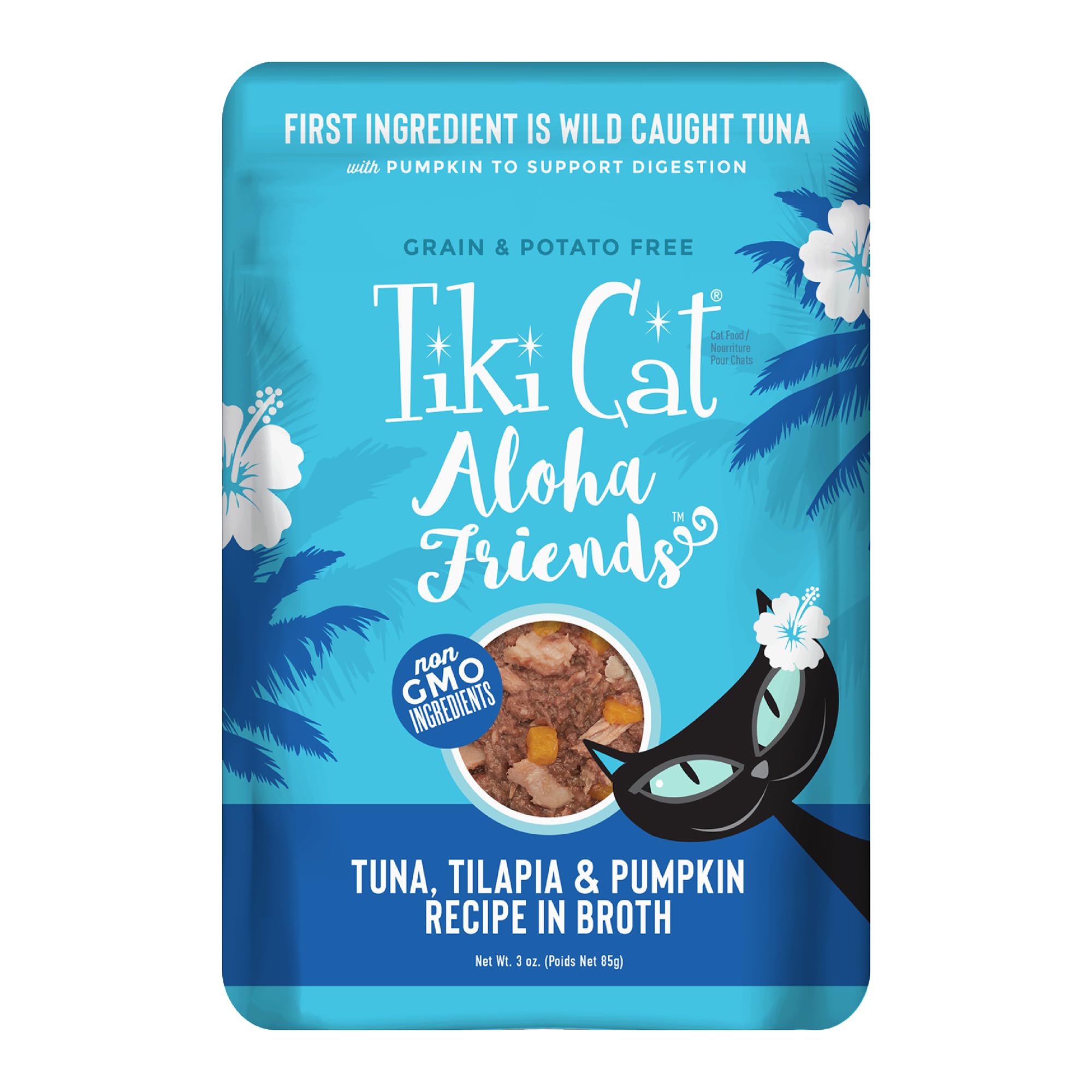 Tiki Cat Aloha Friends, Tuna, Tilapia & Pumpkin, Grain-Free & High Moisture, Wet Cat Food for All Life Stages 3 oz. Pouch (Pack of 12)