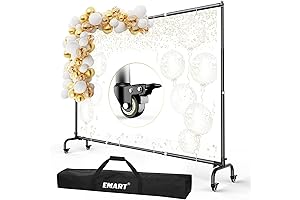 EMART Backdrop Stand with Wheels - 10x7.5ft Adjustable Photo Backdrop Holder Stand...