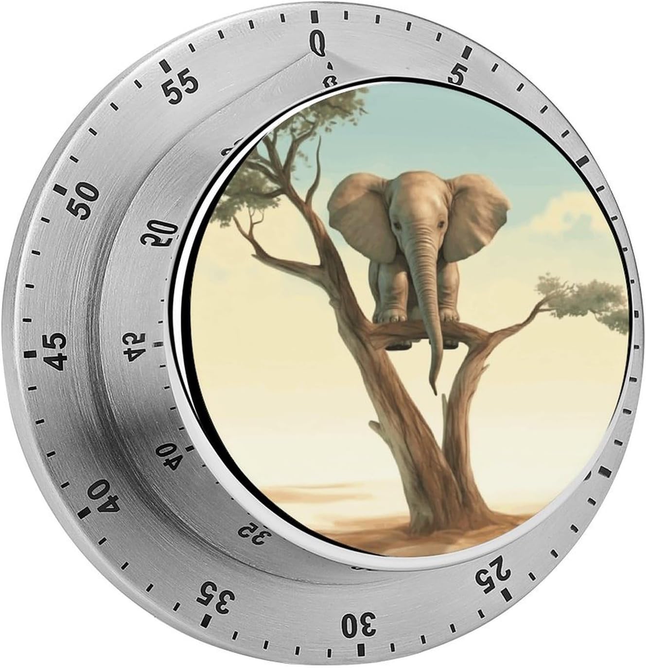 Little Elephant on Tree Mechanical Kitchen Timer Manual 60 Minute Wind Up Timer, Loud Timers for Hard of Hearing, No Batteries Required, Countdown Timers for Cooking Classroom Gym Home