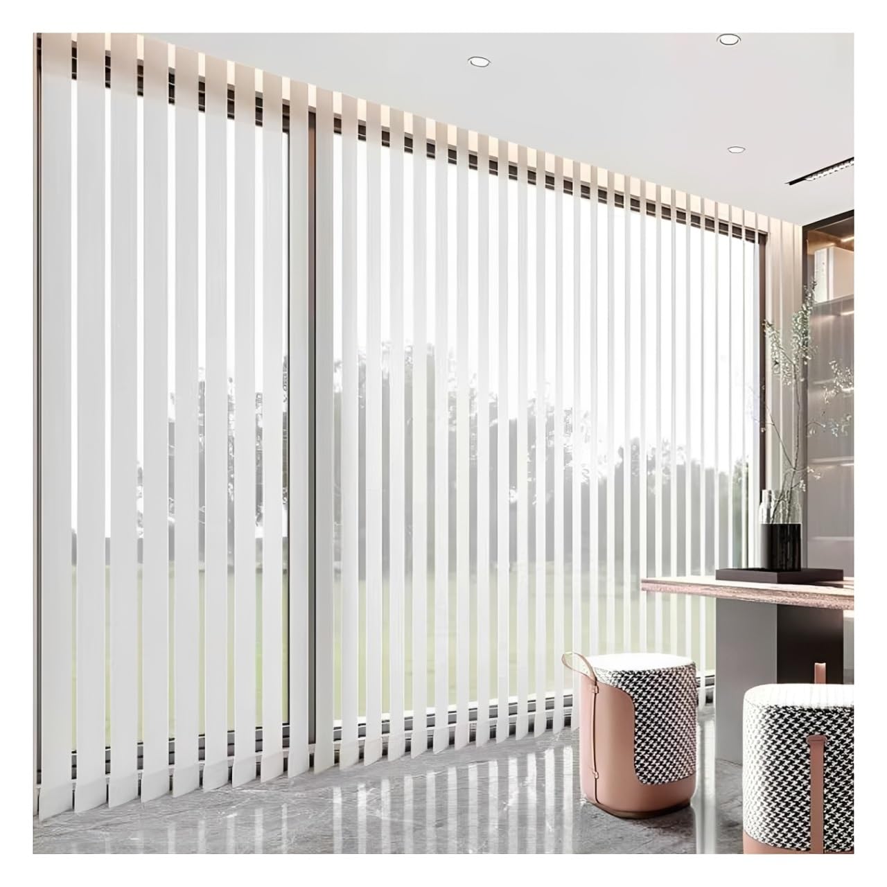 Vertical Slat Blind, Blackout Room Divider Sliding Curtain, Light Filtering Fabric Curtains for Patio Office(150x200cm)
