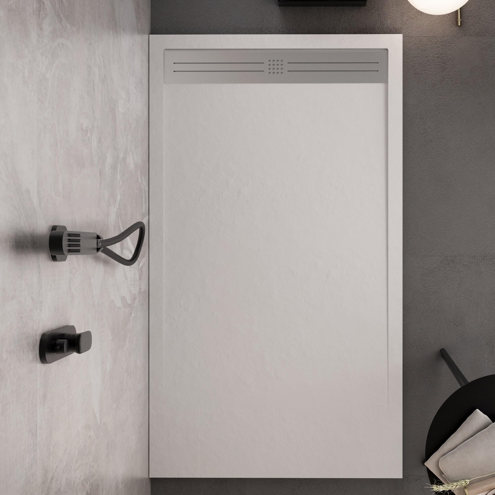 OLIMPO DOCCE - Piatto doccia in marmoresina Bianco effetto pietra cemento R