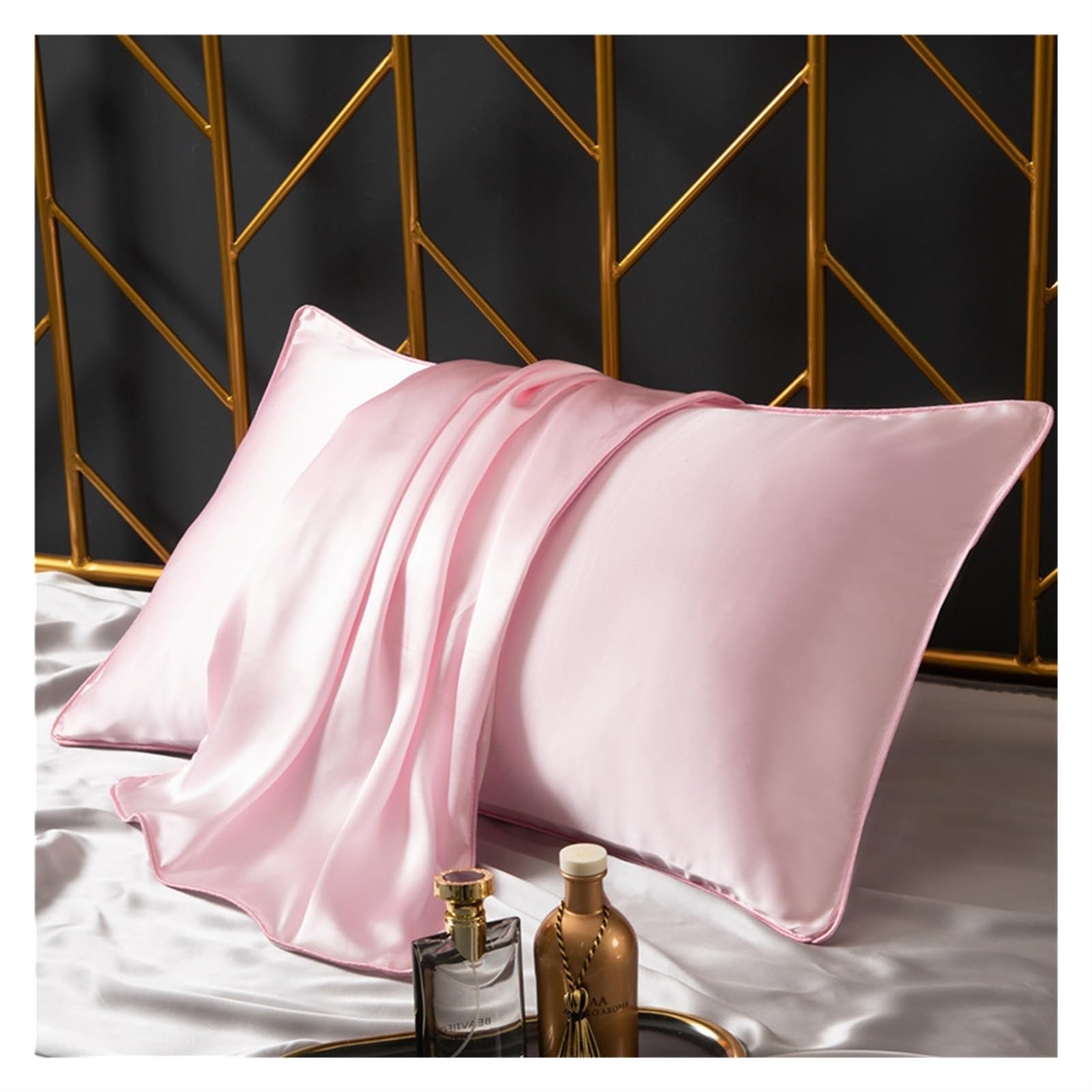 Funda Almohada Seda Funda de Almohada de Seda Estilo sobre Fundas de Almohada de Seda for Cabello Saludable Piel Mujeres Hombres Funda de Almohada de Lujo 48x74cm(Purple)