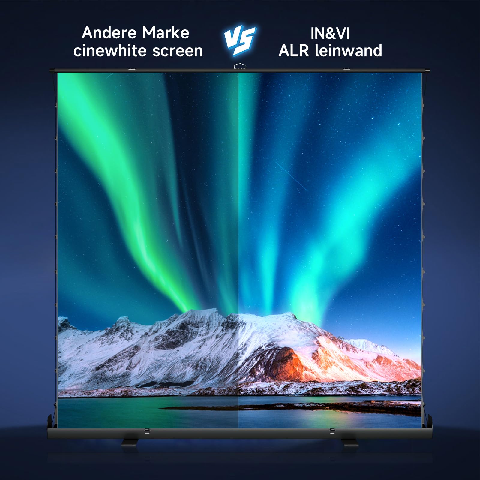 IN&VI Tragbare Leinwand Beamer 100 Zoll Format 16:9,Hochziehbare Pull-Up Beamer Leinwand mit Ständer,Ideal für Heimkino, Innen-/Außenfilme
