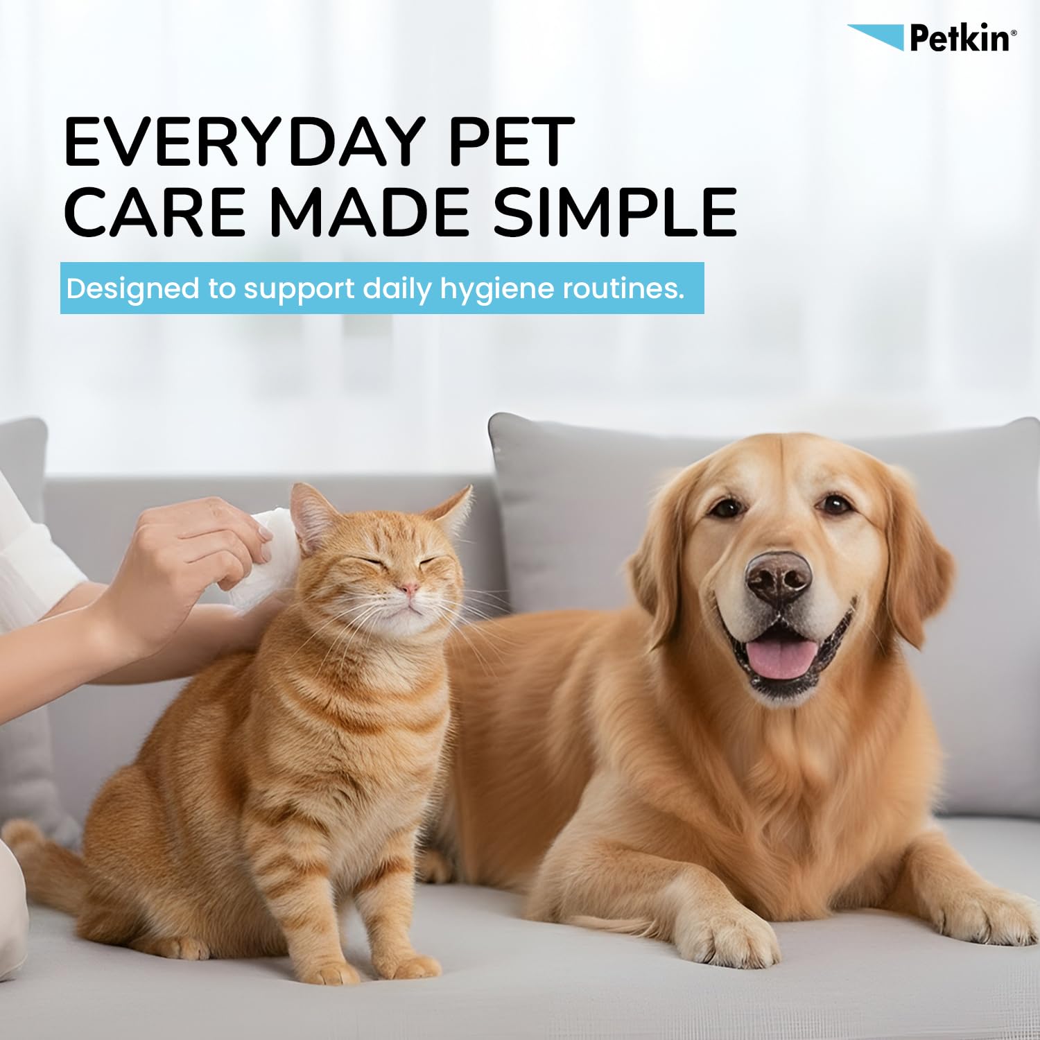 Petkin Plant Based Eye Wipes are a Gentle and Effective Solution for maintaining Your pet's Eye Hygiene. 80 Wipes 18 cm x 12 cm 4