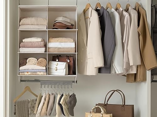 Miniatura 2 de StorageWorks Organizador de armario colgante con barra de metal, organizadores de armario de 6 secciones y almacenamiento, estantes colgantes