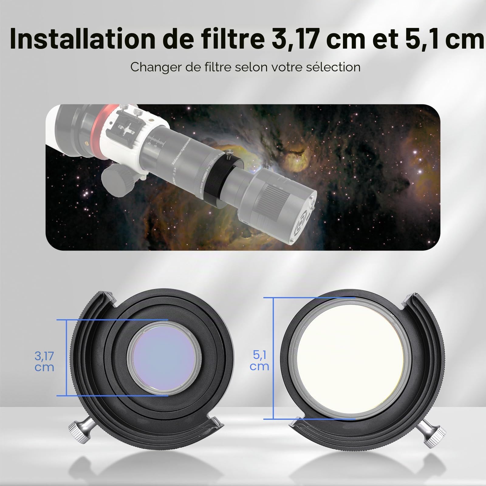 Svbony SV226 M42-M48 Tiroir à Filtre de télescope, Roue de Filtre pour télescope Comprend Deux Porte Filtres de 2" Compatible avec Les Filtres de 1,25" et 2", Photographie du Ciel Profond (2 Pièces)