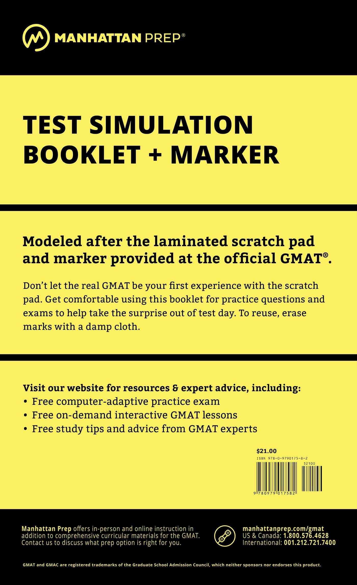 Manhattan GMAT Test Simulation Booklet w/ Marker