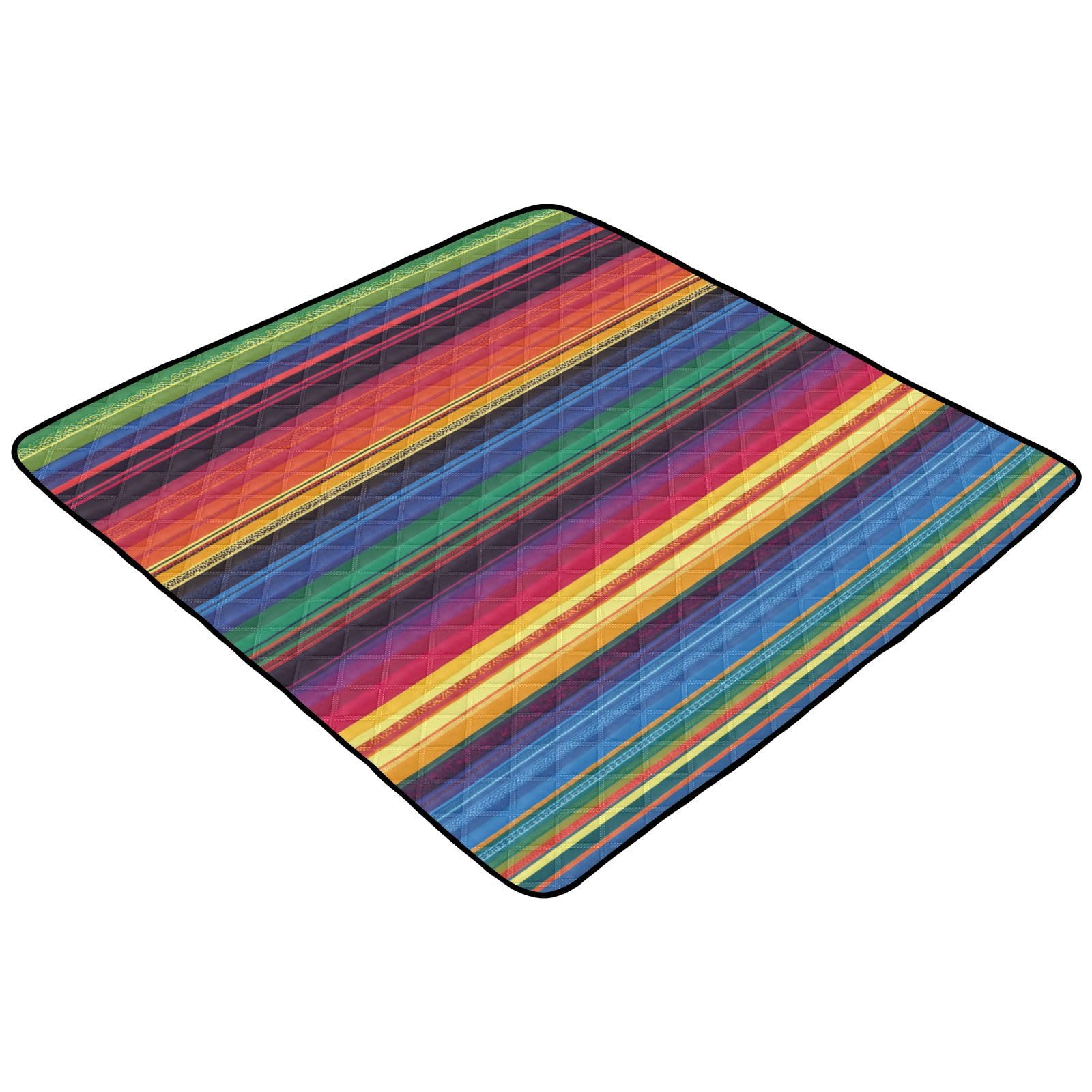 Kigai Colorful Mexican Serape Baby Play Mat for Floor and Playpen 50x50 inch Non-Slip Baby Activity Playmat Waterproof Foldable Crawling Mat for Infants Toddlers