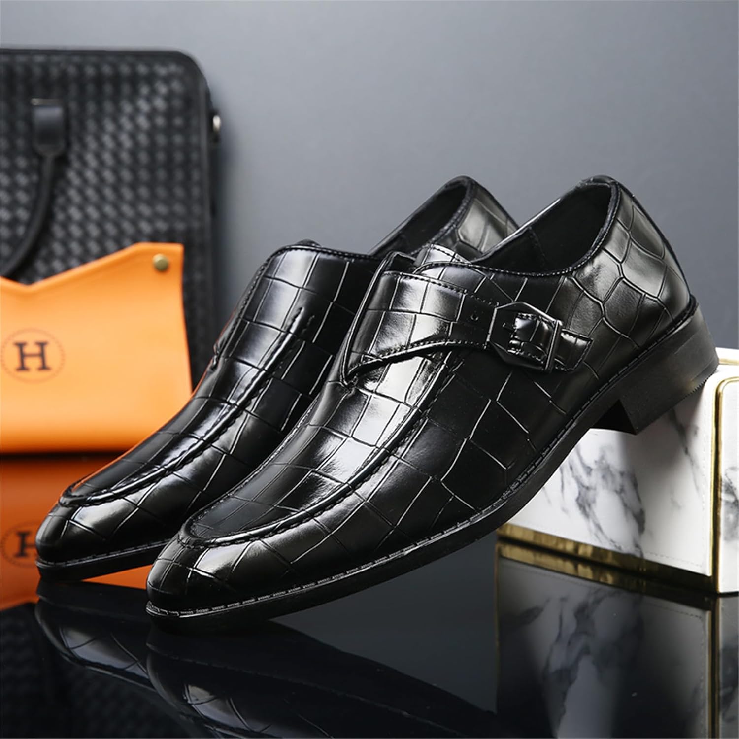 Men's Monk Strap Dress Loafer Shoes Slip-on Tuxedo Loafers for Men Formal Business Casual - Image 6