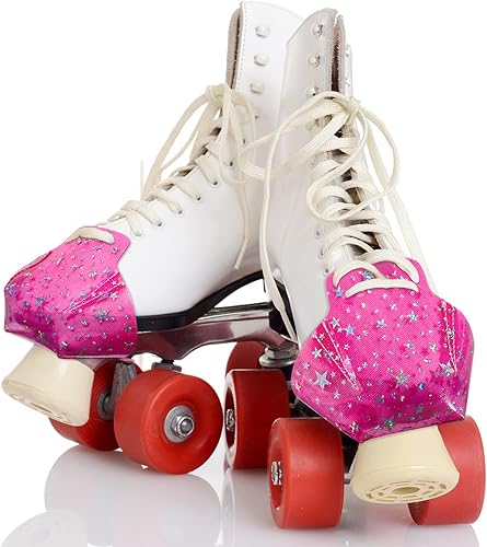 Miniatura 3 de SATINIOR 6 protectores de puntera de PVC para patines cuádruples, color negro, blanco y rosa, para protección de patines cuádruples