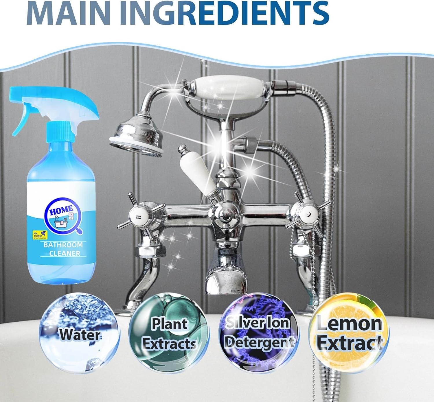 Potente detergente per il calcare del bagno, detergente per la casa e il bagno, spray detergente in schiuma, 500 ml (2 pezzi)