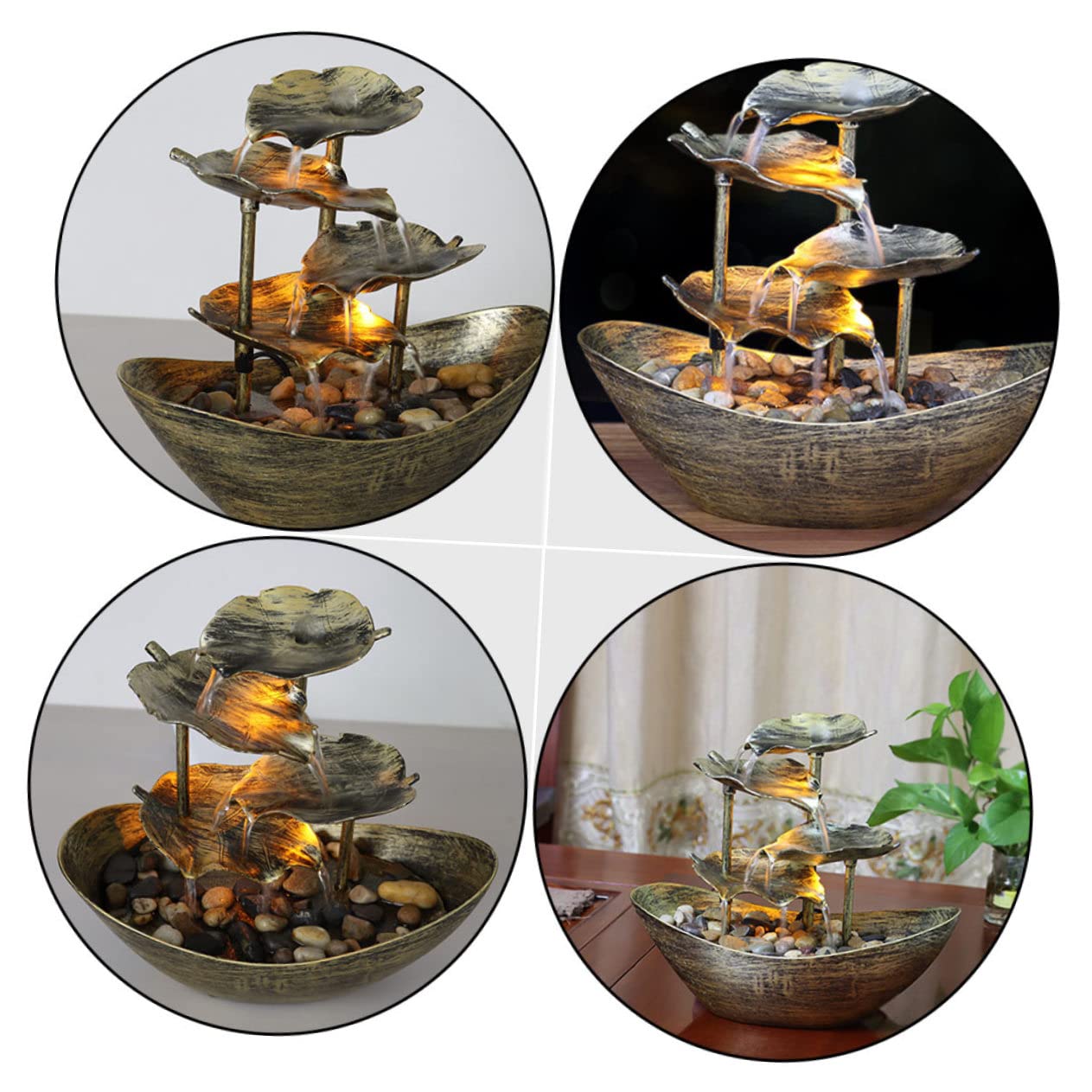 Cabilock Fontaine De Bureau Forme Lotus avec Éclairage LED Décoration Intérieur pour Salon Bureau Et Chambre