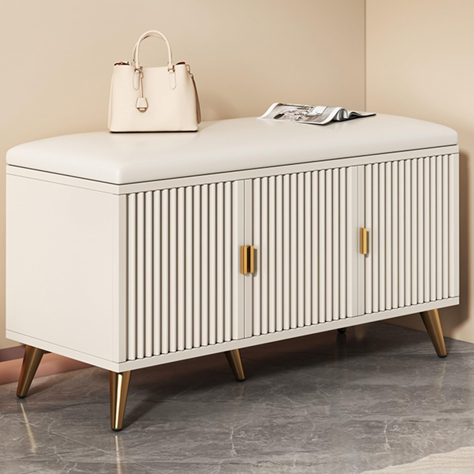 MSHGSKU Multifunctional Shoe Bench with Storage Stylish Entryway Shoe Rack & Seat 90cm 35.4in Ideal for Bedroom & Living Room nization
