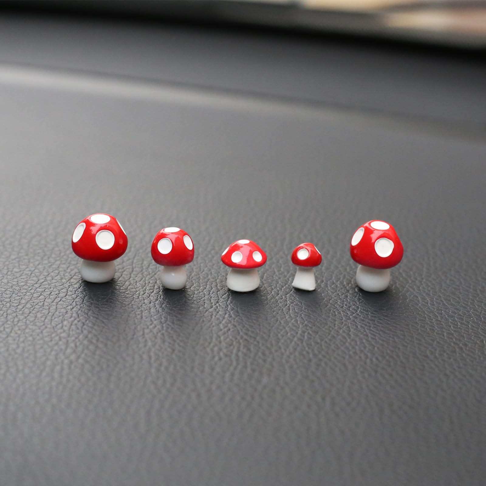 6 Décorations Voiture Champignons Lumineux - Mini Figurines Adhésives Pour Tableau De Bord Et Rétroviseur
