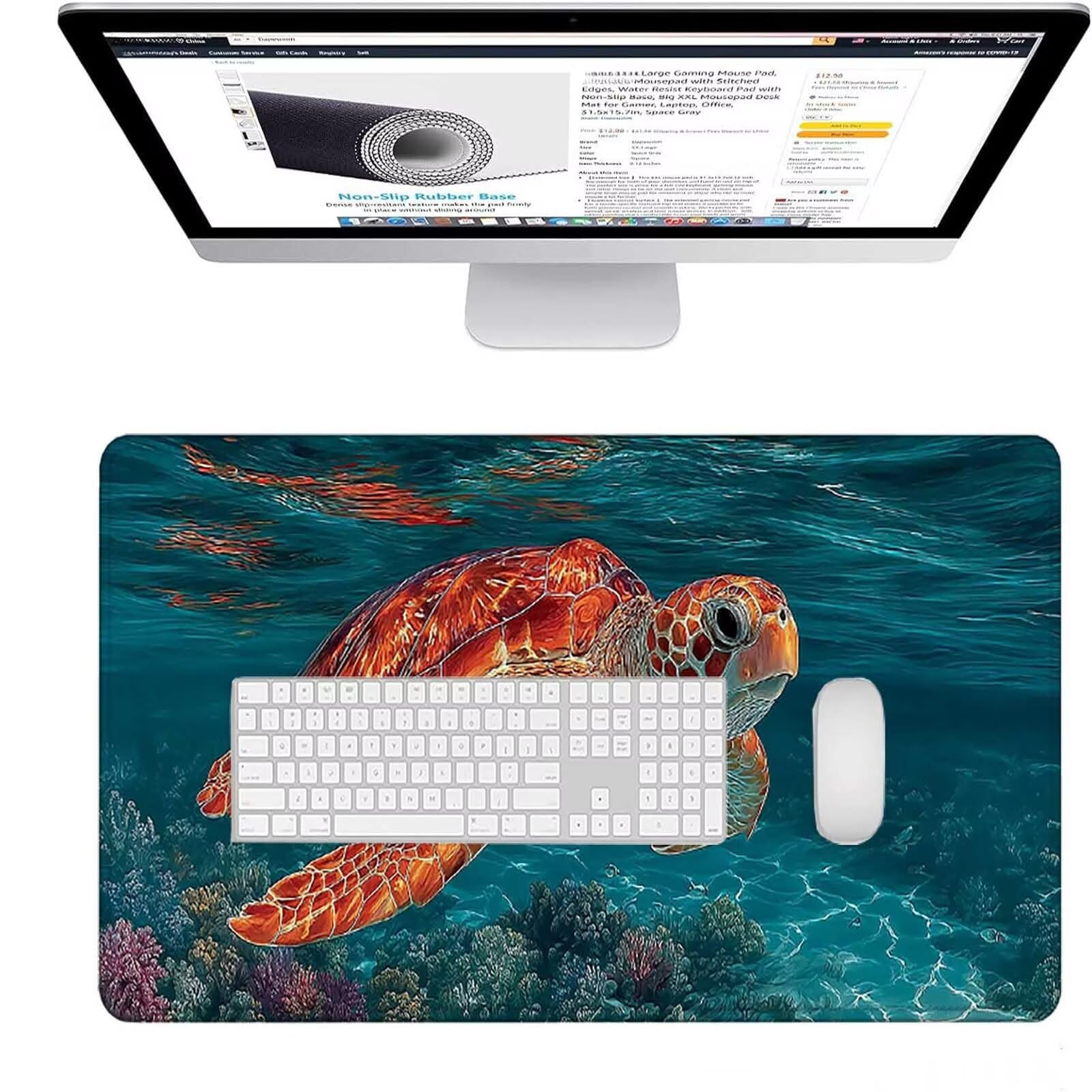 Podkładka pod mysz XXL 1500 x 800 x 3 mm, duża niebieska podkładka pod mysz do gier z motywem, mata pod mysz dla zwierząt na biurko do gier na PC, MacBook, laptop, poprawia dokładność i szybkość dla