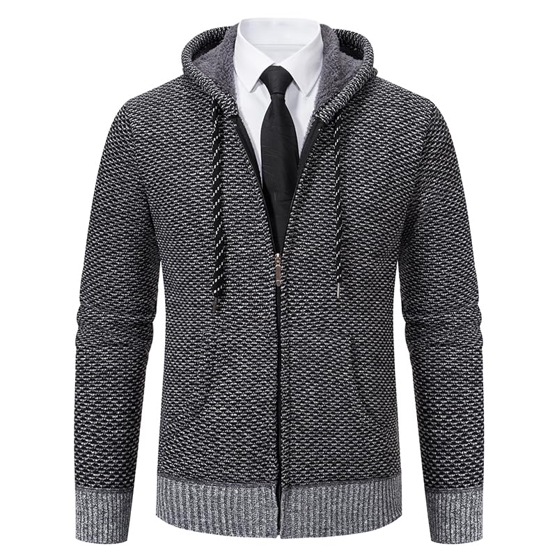 OFFSUM Cárdigan De Punto Para Hombre - Cárdigan De Punto Con Cremallera Frontal Para Otoño E Invierno Holgado Cuello Vuelto Forro Polar Moda Color Liso Con Bolsillo Ropa De Abrigo