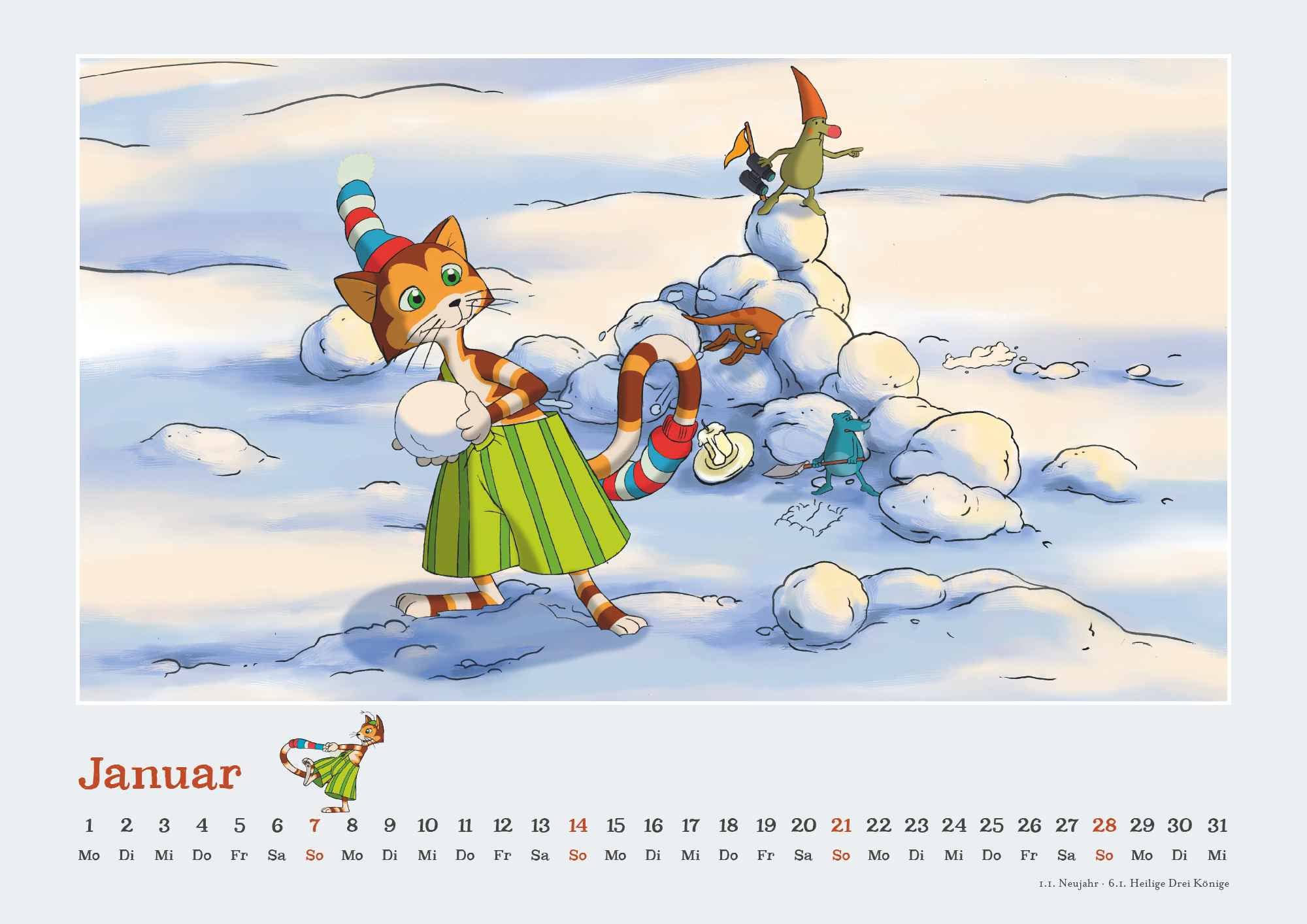 Pettersson & Findus 2024 - By Sven Nordqvist - Wall Calendar for Children - Landscape Format 42 x 29.7 cm - Image 2