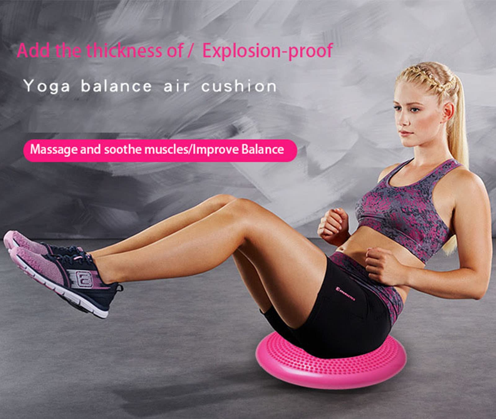 ORGNX Disco de equilibrio, cojín tambaleante de estabilidad, tabla de equilibrio para ejercicios de yoga, mejora la estabilidad, fuerza del núcleo y la atención de la postura, bomba incluida
