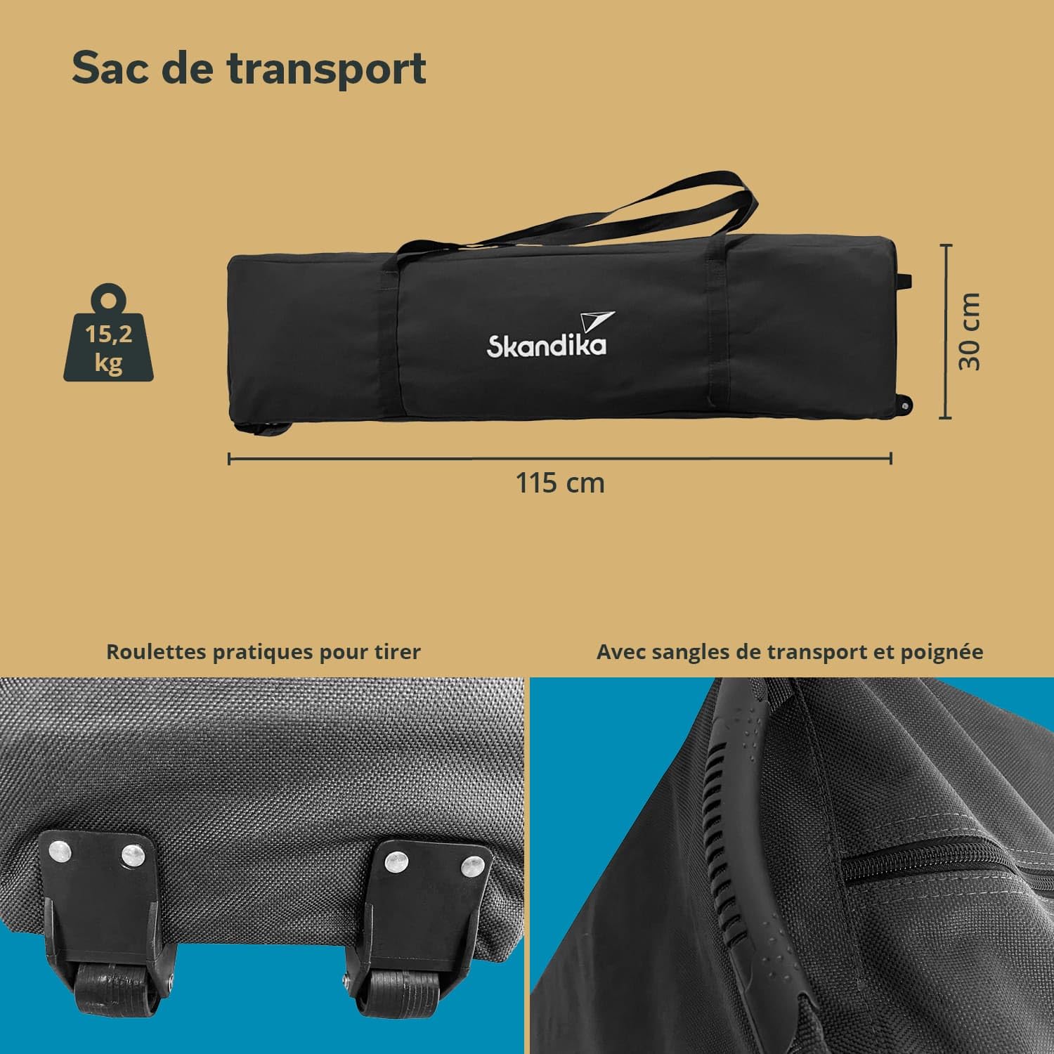 Skandika Lit de Camp Bodo| Lit de Camp Double pour 2 Personnes, Lit de Camping Pliable, supporte jusqu'à 250 kg, Lit d'appoint | Lit de Camping pour l'extérieur, Le Balcon, Le Jardin