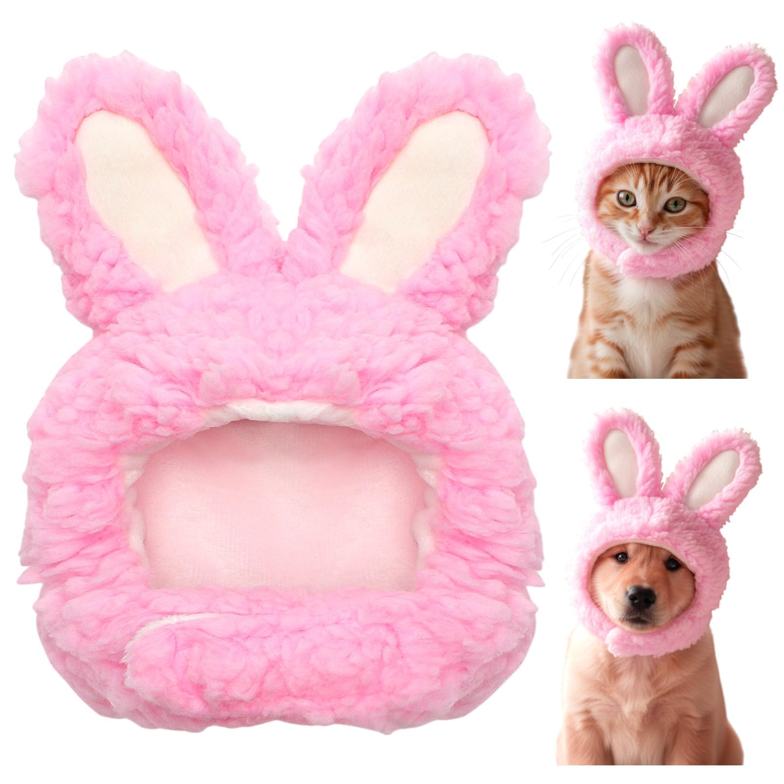 Disfraz de Gato Orejas de Conejo, Gorro para Mascotas Pascua, Apto para Gatos y Perros Pequeños (Rosa)