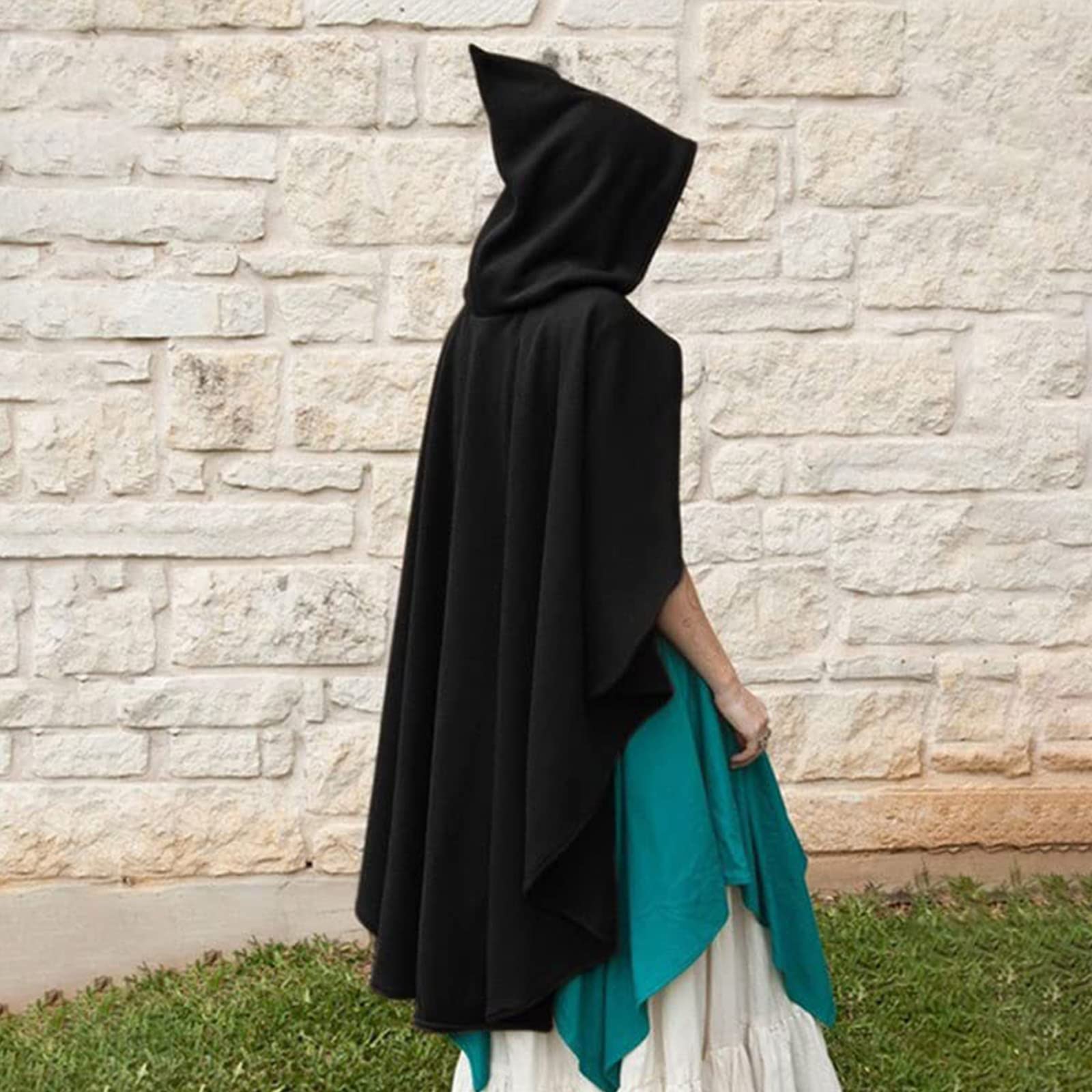 maxToonrain Costume medievale con cappuccio, mantello con cappuccio, stile vintage, gotico, strega, vittoriano, per Halloween
