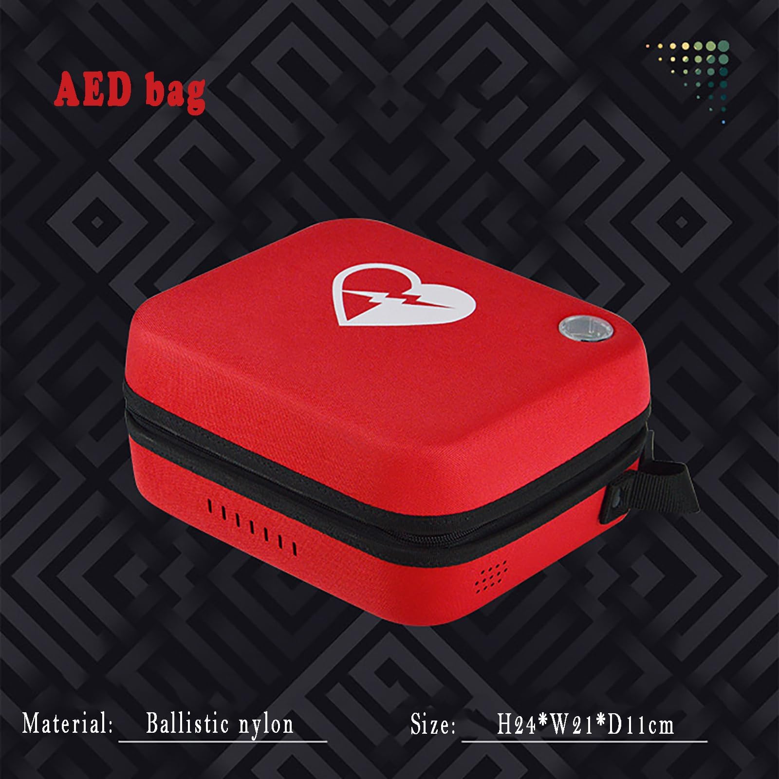 Bolsa de almacenamiento portátil para DEA con símbolo de cruz, contenedor desfibrilador para uso médico y de seguridad pública