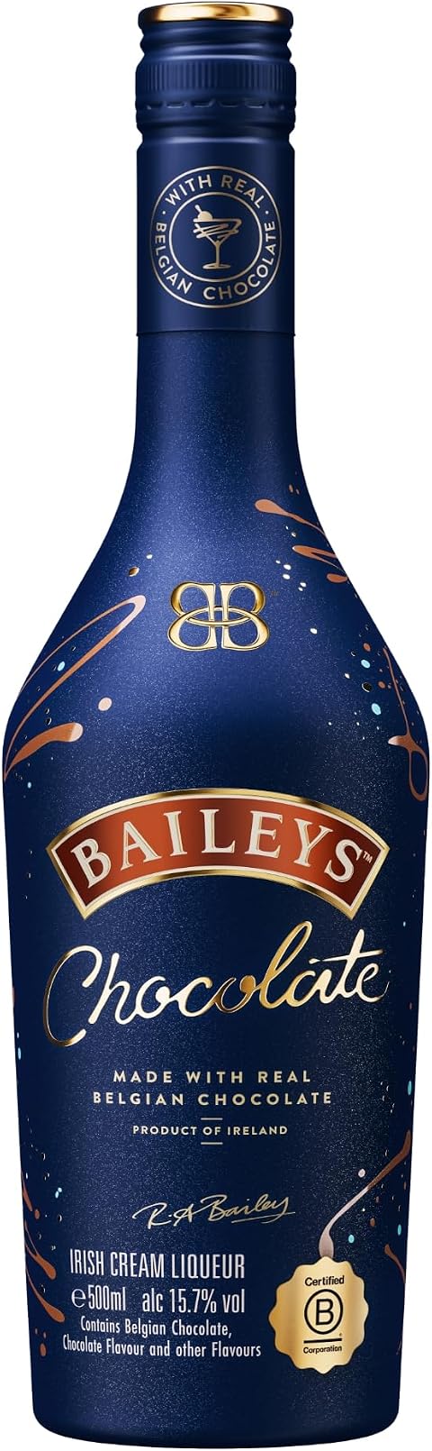 Baileys Chocolate, Irish Cream mit Belgischer Schokolade, Cremiger Schokoladenlikör, Liqueur mit Schokoladengeschmack, für Cocktails und Desserts, 15,7% Vol, 500ml Einzelflasche