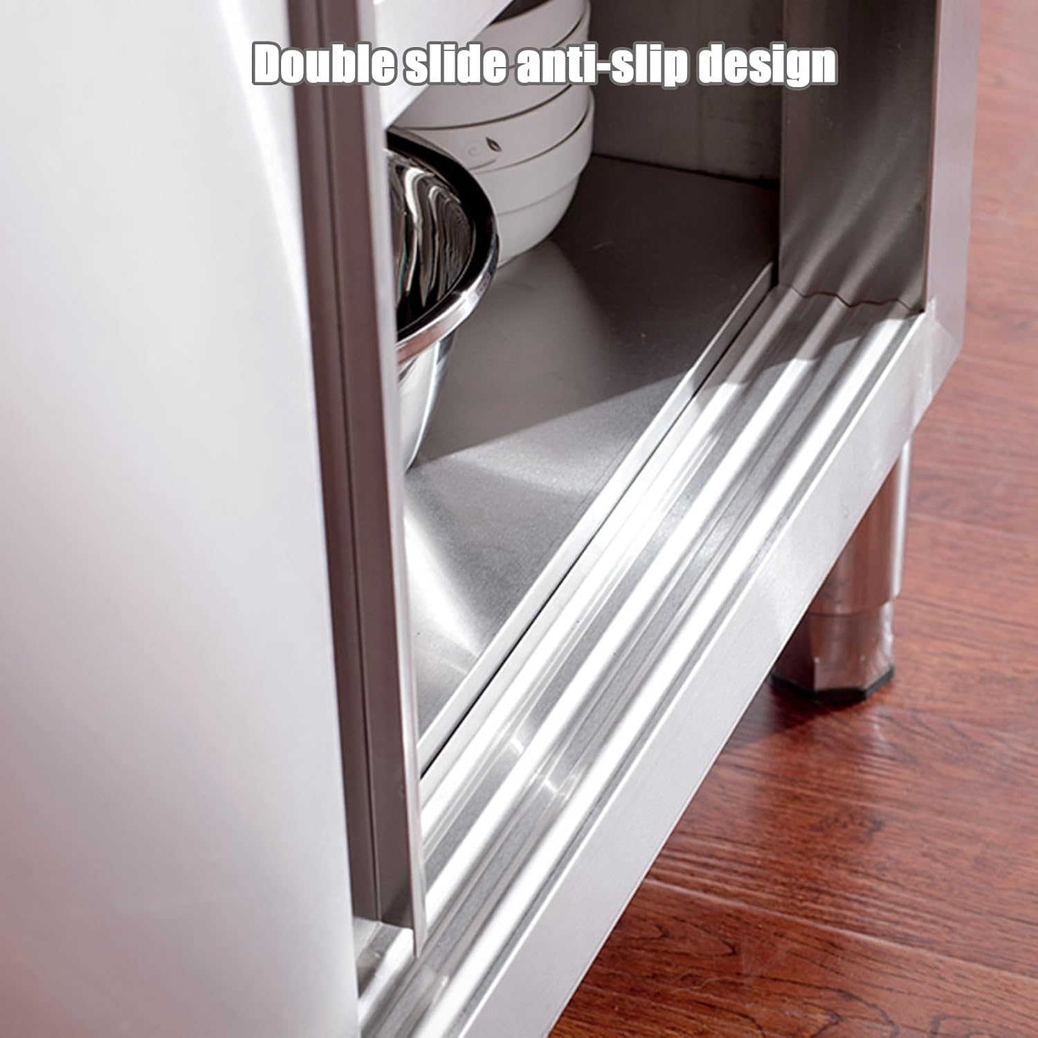 Stainless Steel Prep Table, Food Prep Worktable, Dual Channel Commercial Work Table, Stainless Steel Kitchen Worktop with Sliding Doors, for Restaurant Kitchen Home(100x50x80cm)