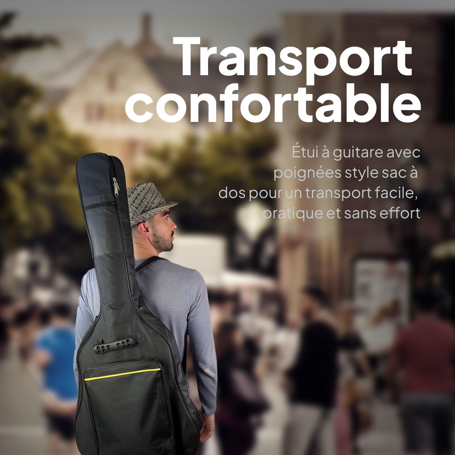 OcioDual Housse Guitare Classique, Housse Guitare Acoustique, Acoustic Guitars Case, Backpack with Exterior Pocket and Carry Handle, Padded, Rubber Base, Waterproof, Electric Guitars Tota