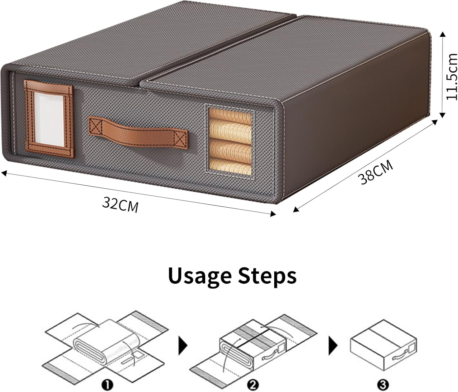 KONGDY 4 Pack Bed Sheet Organizer, Foldable Sheet Storage Box with Window and Label, Bed Sheets Set Organizers for Bedding Sheets, Duvet Covers, Pillow, Blankets Organizer-Grey