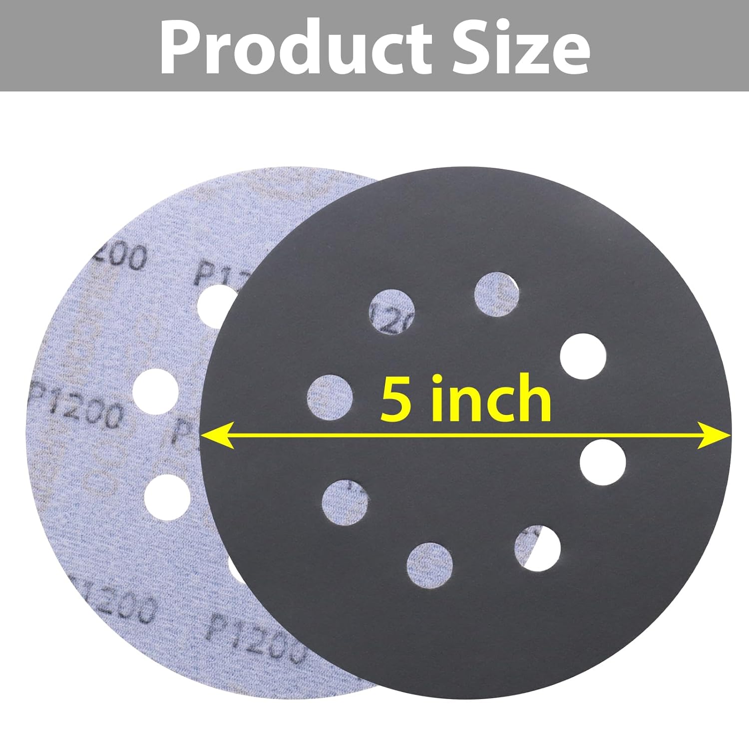 100 Pcs 5 Inch Wet Dry Sanding Discs Hook and Loop, 8 Holes 400 600 800 1000 1200 1500 2000 2500 3000 5000 Grit Silicon Carbide Orbital Sander Sandpaper Assortment