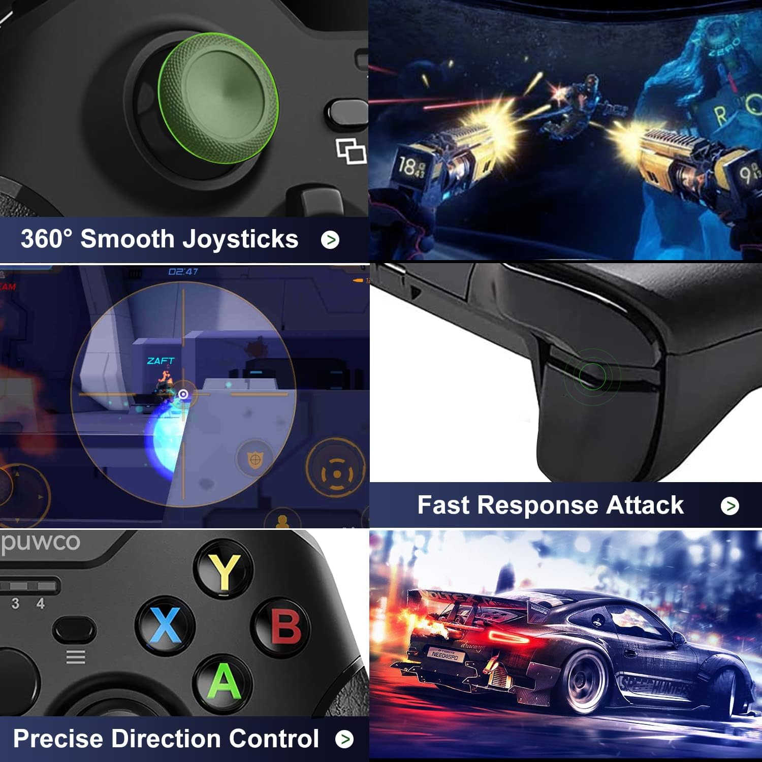 Cvpuwco 2.4GHZ Wireless Controller Compatible with Xbox One, Xbox Series X&S, Xbox One S&X, One Elite, Windows 10- Black