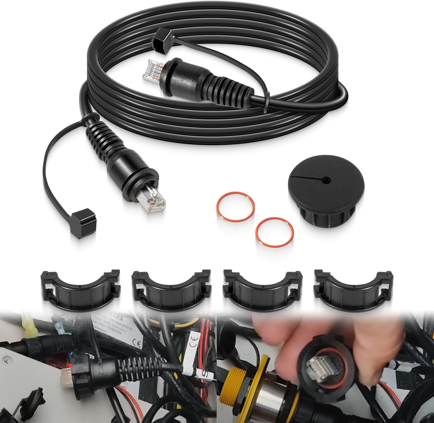 010-10550-00 Marine Network Cable,GMS 10 Cable 10 Feet with Split Connector and Waterproof Cap for Marine RJ45 Compatible with Garmin Navigation Screen Devices