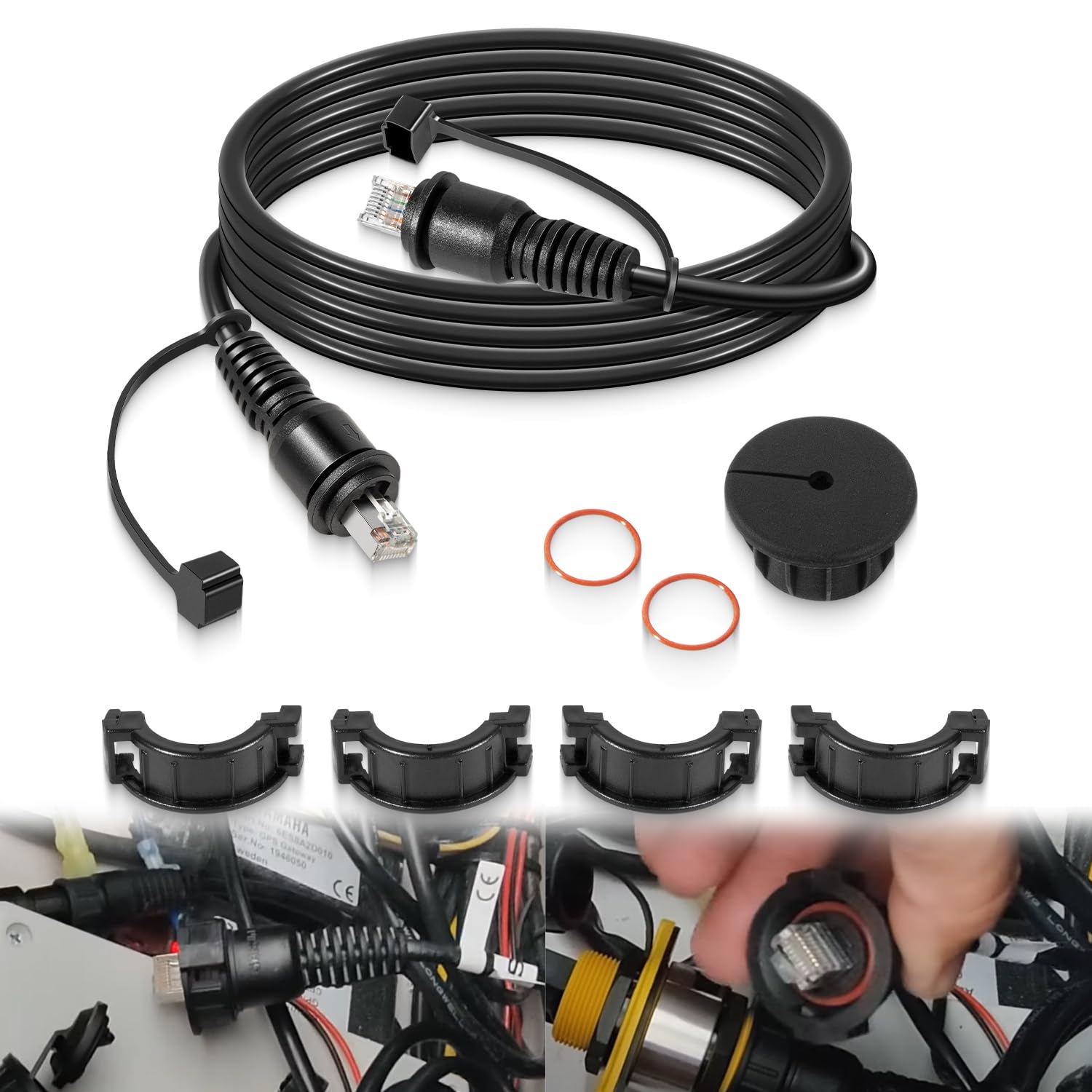 010-10550-00 Marine Network Cable,GMS 10 Cable 10 Feet with Split Connector and Waterproof Cap for Marine RJ45 Compatible with Garmin Navigation Screen Devices