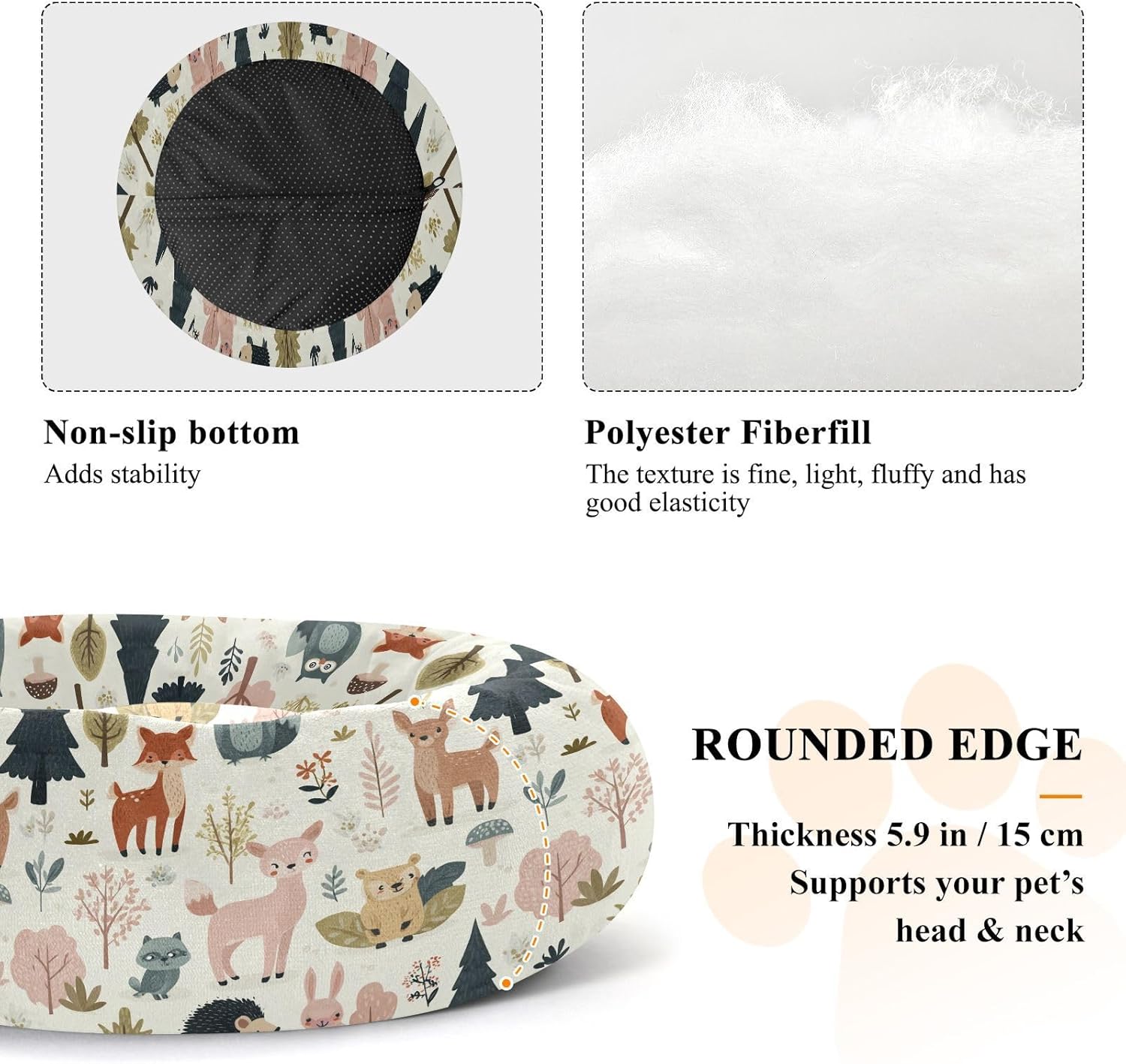 Pet Dog Beds Warm & Cozy Fluffy Dog Pillow Bed for Small Size Pets Supplies M Forests Animals and Plants